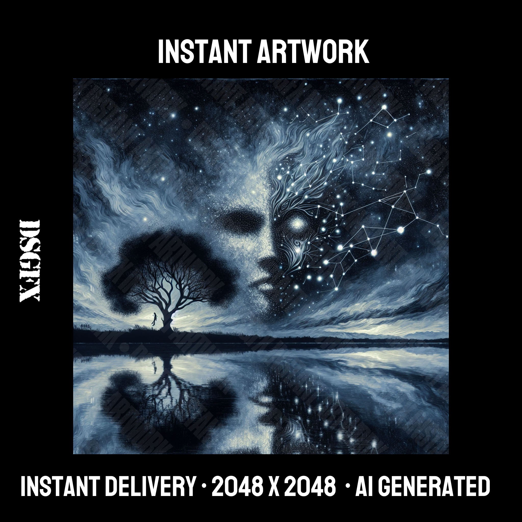 Mystical Night Sky and Reflection