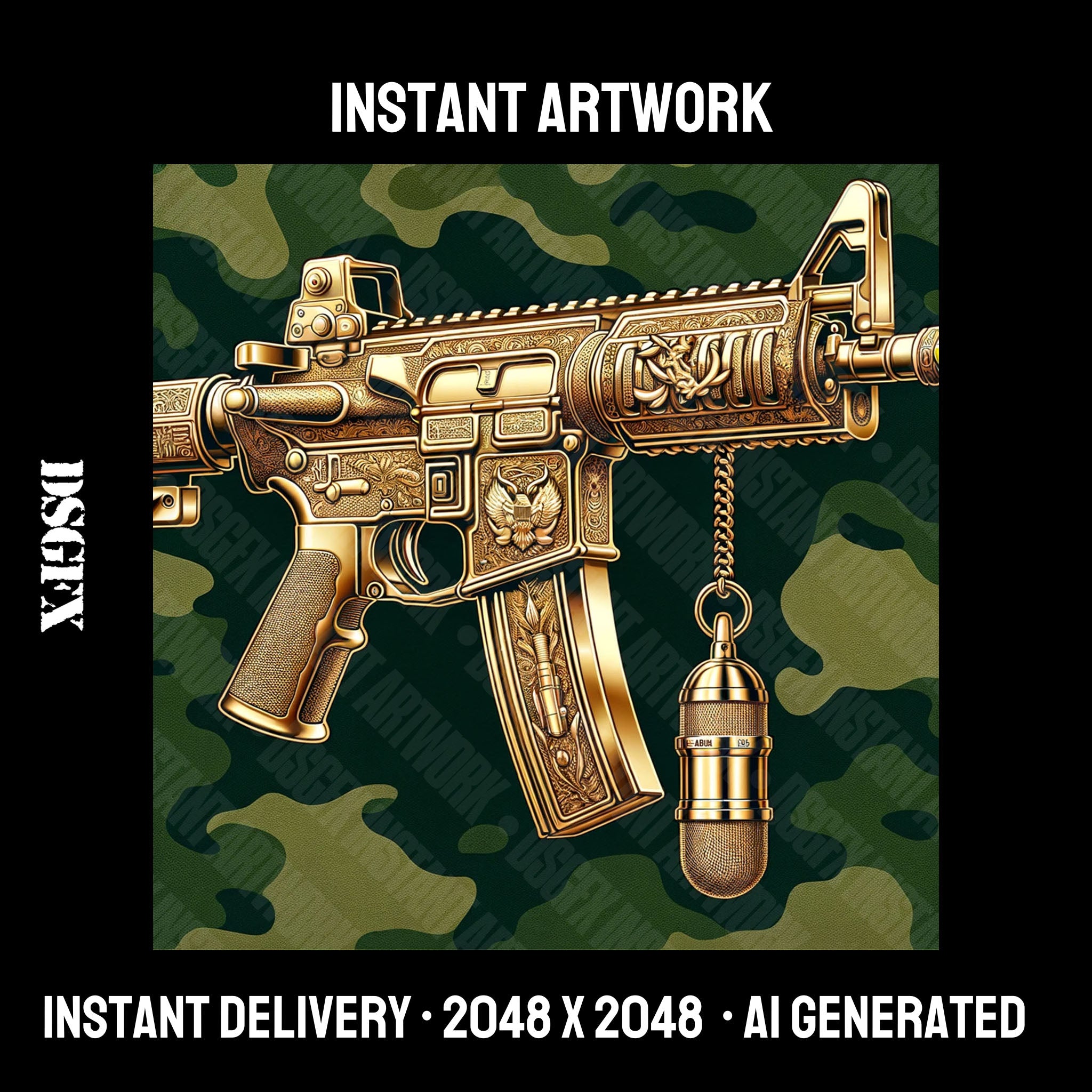 Golden Ornate Microphone and Rifle
