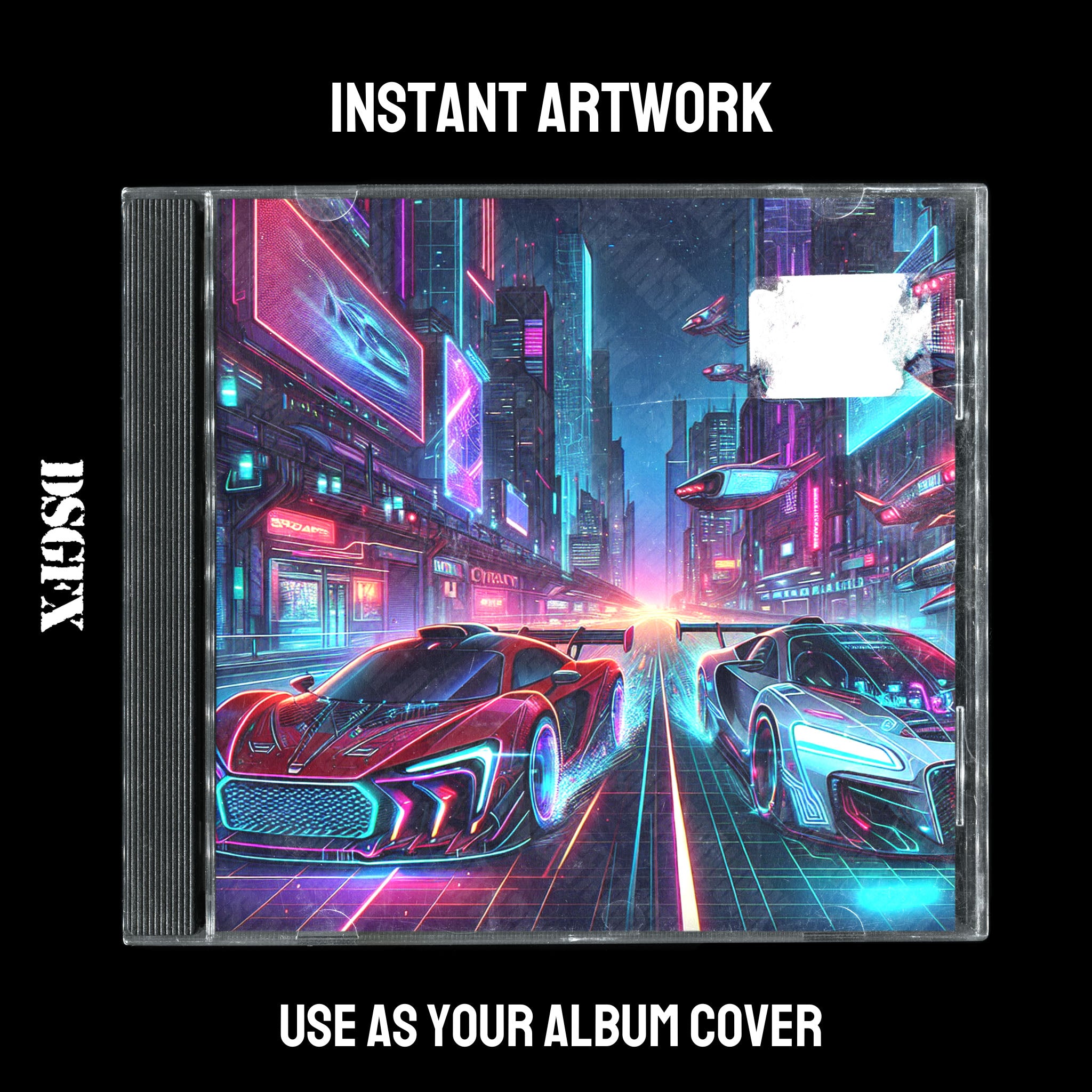 Cyberpunk Cityscape with Sports Cars