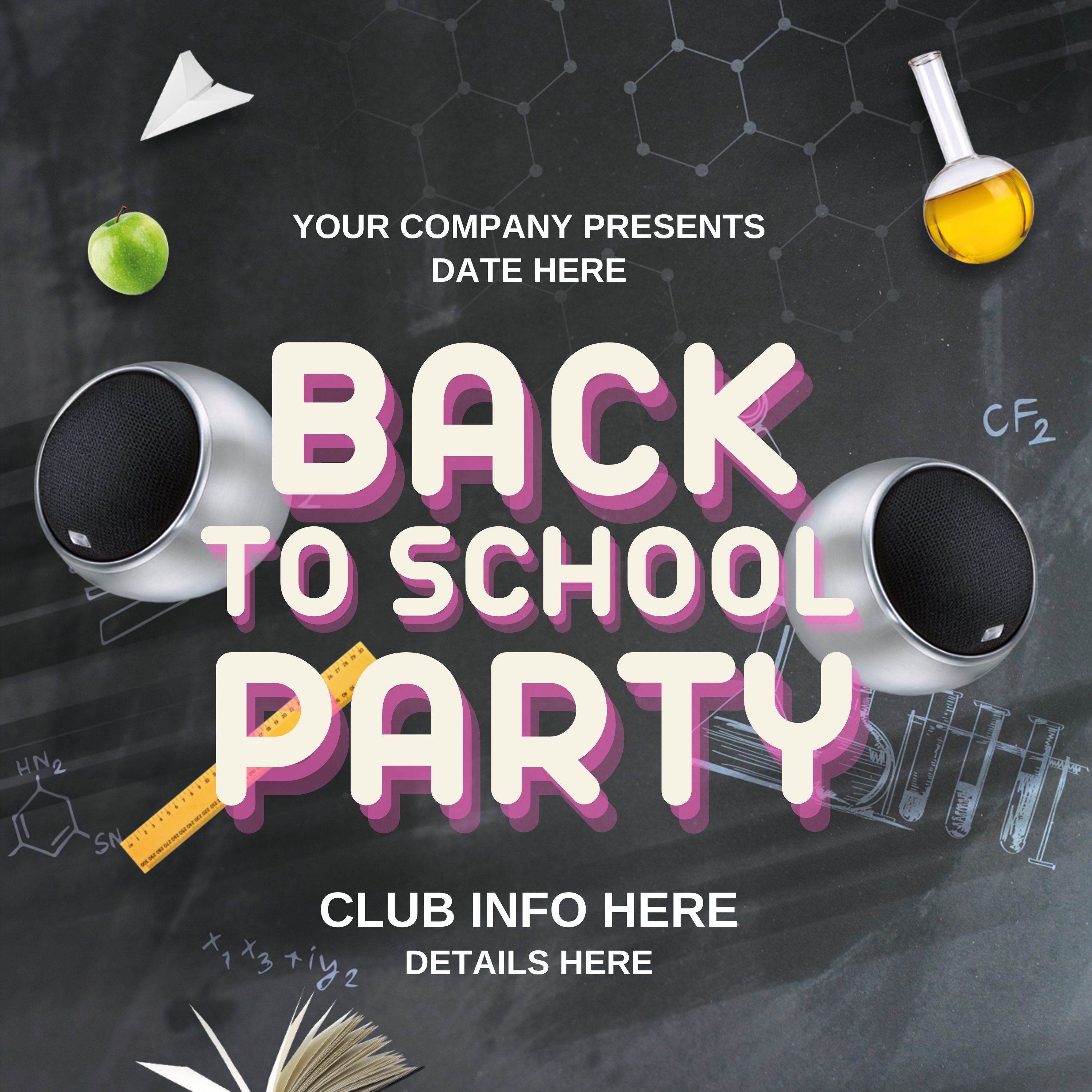 Back To School Party - Canva Template - Party Flyer - DJ Flyer - Night Club Flyer