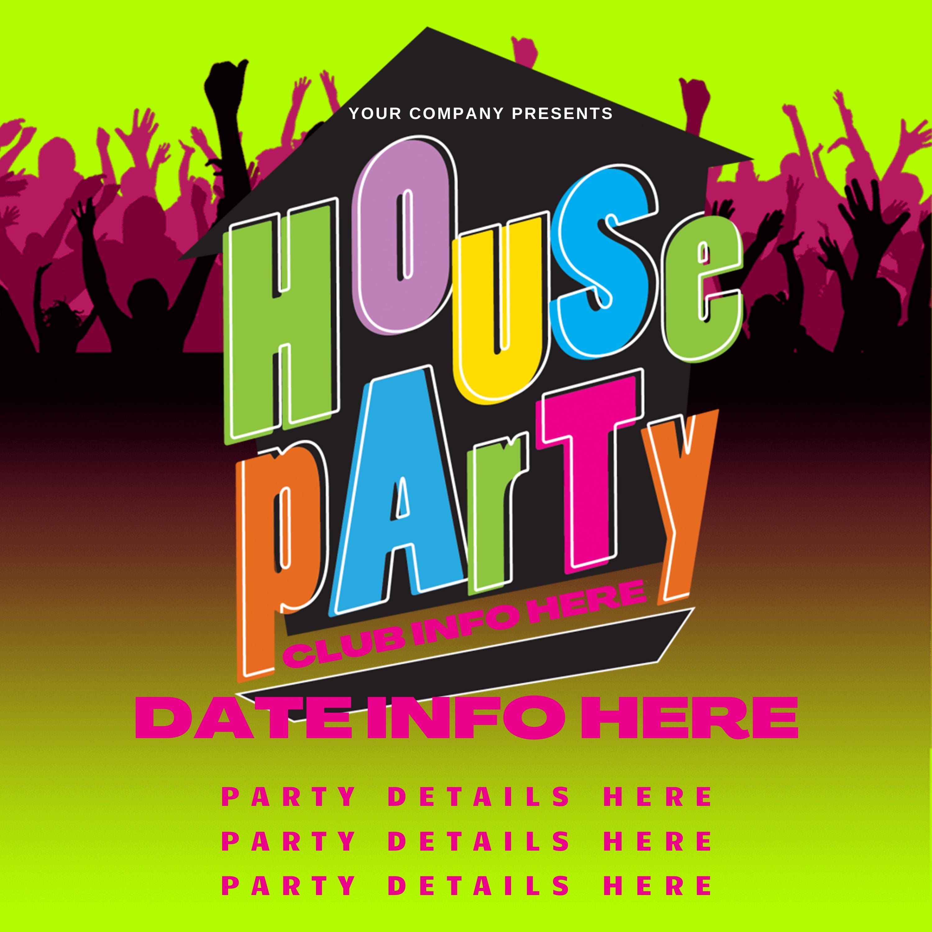 In The House - Canva Template - Party Flyer - DJ Flyer