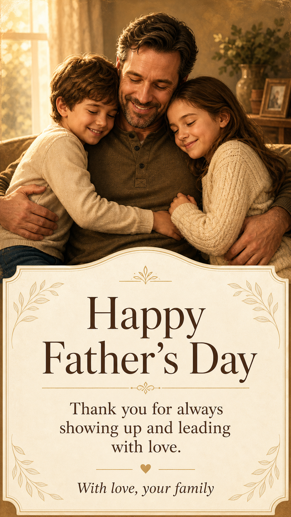Generated Classic Father's Day card example with readable greeting message